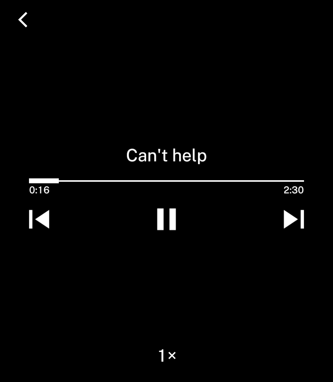Native playback with elapsed time, duration and transport controls.