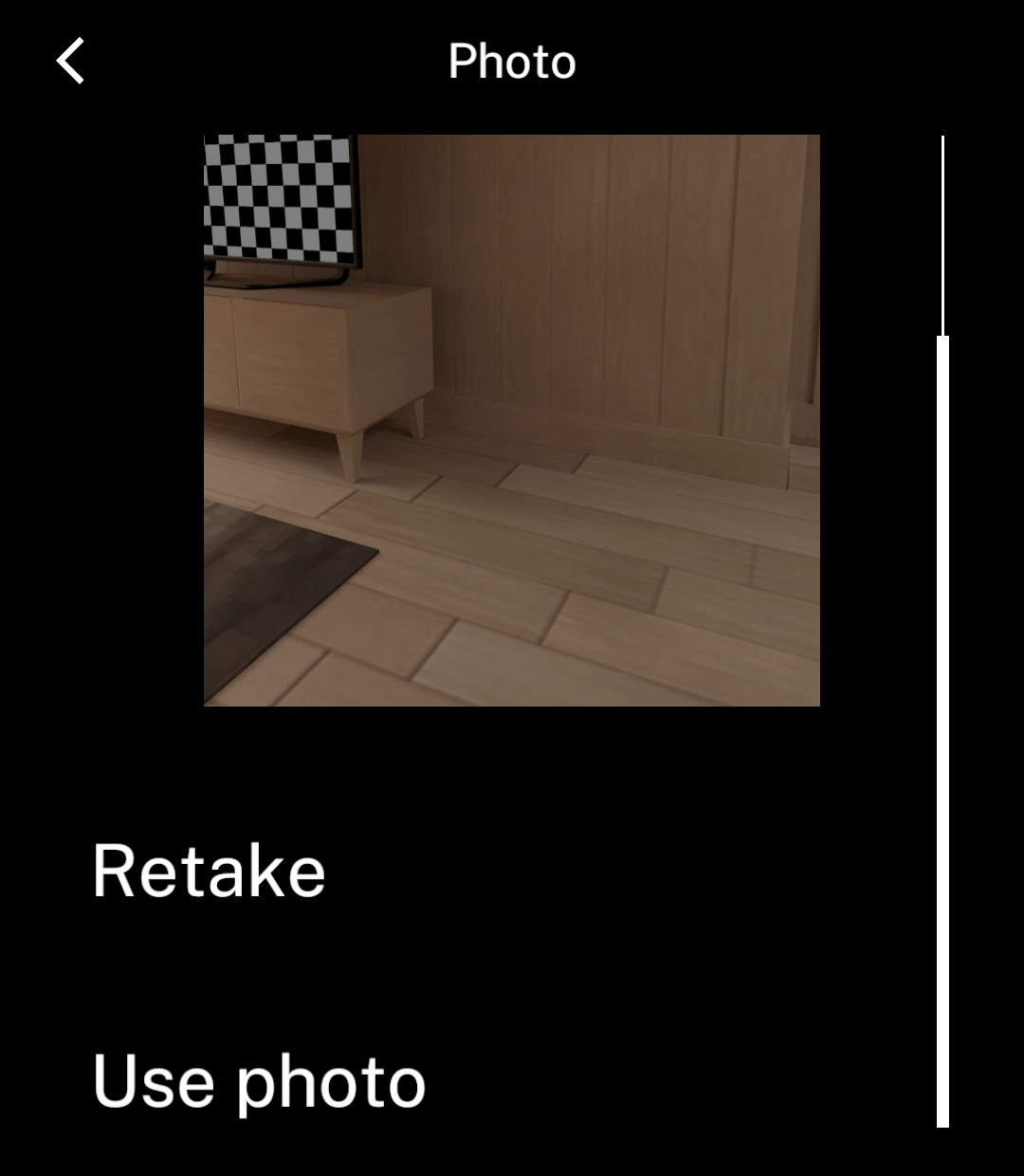 A captured photo with Retake and Use photo actions.