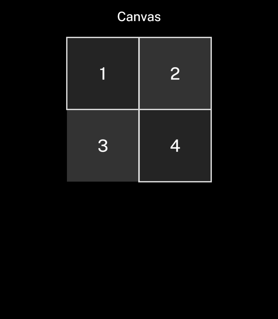 Cells 1, 2 and 4 selected after holding and dragging across the canvas.