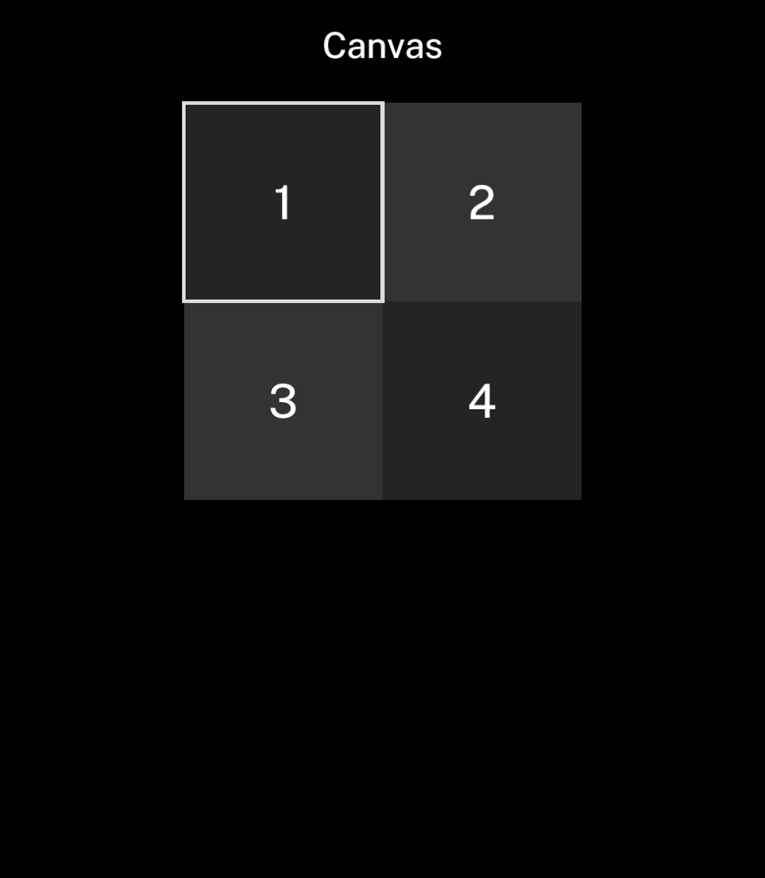 Four numbered squares with the first square selected.