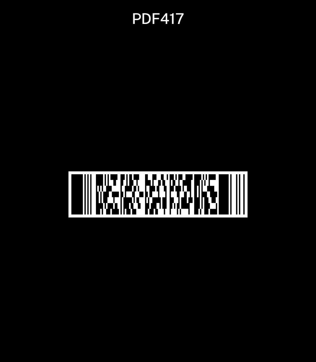 A wide PDF417 code with a compact height.