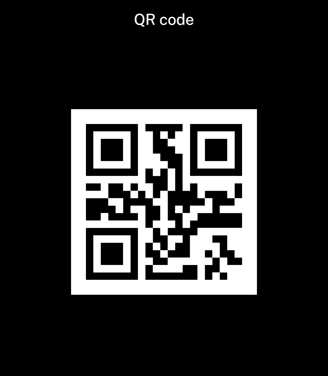 A centred QR code encoding Hello World!