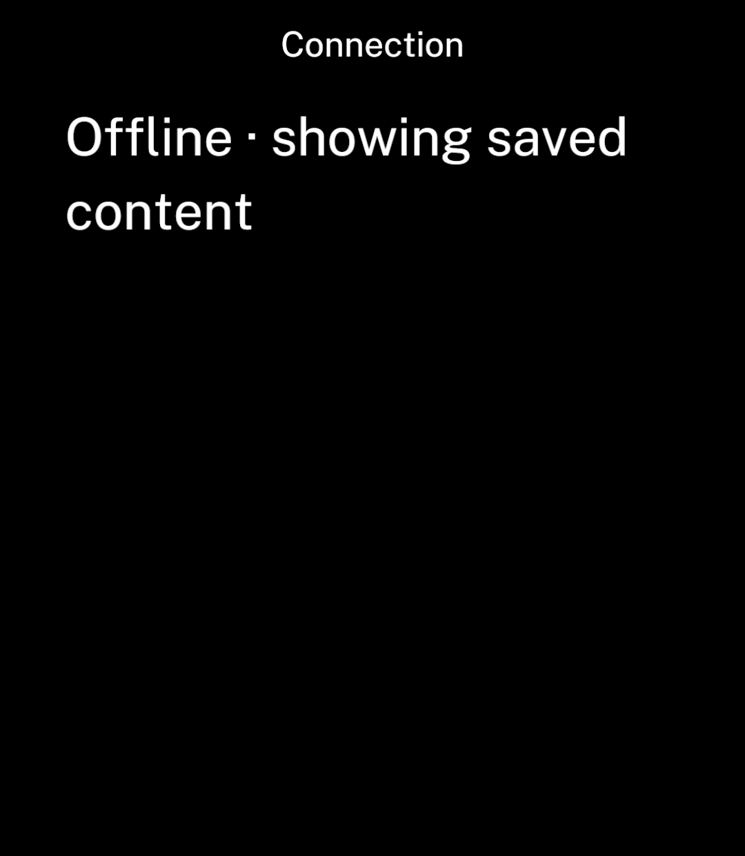 An offline connection notice.