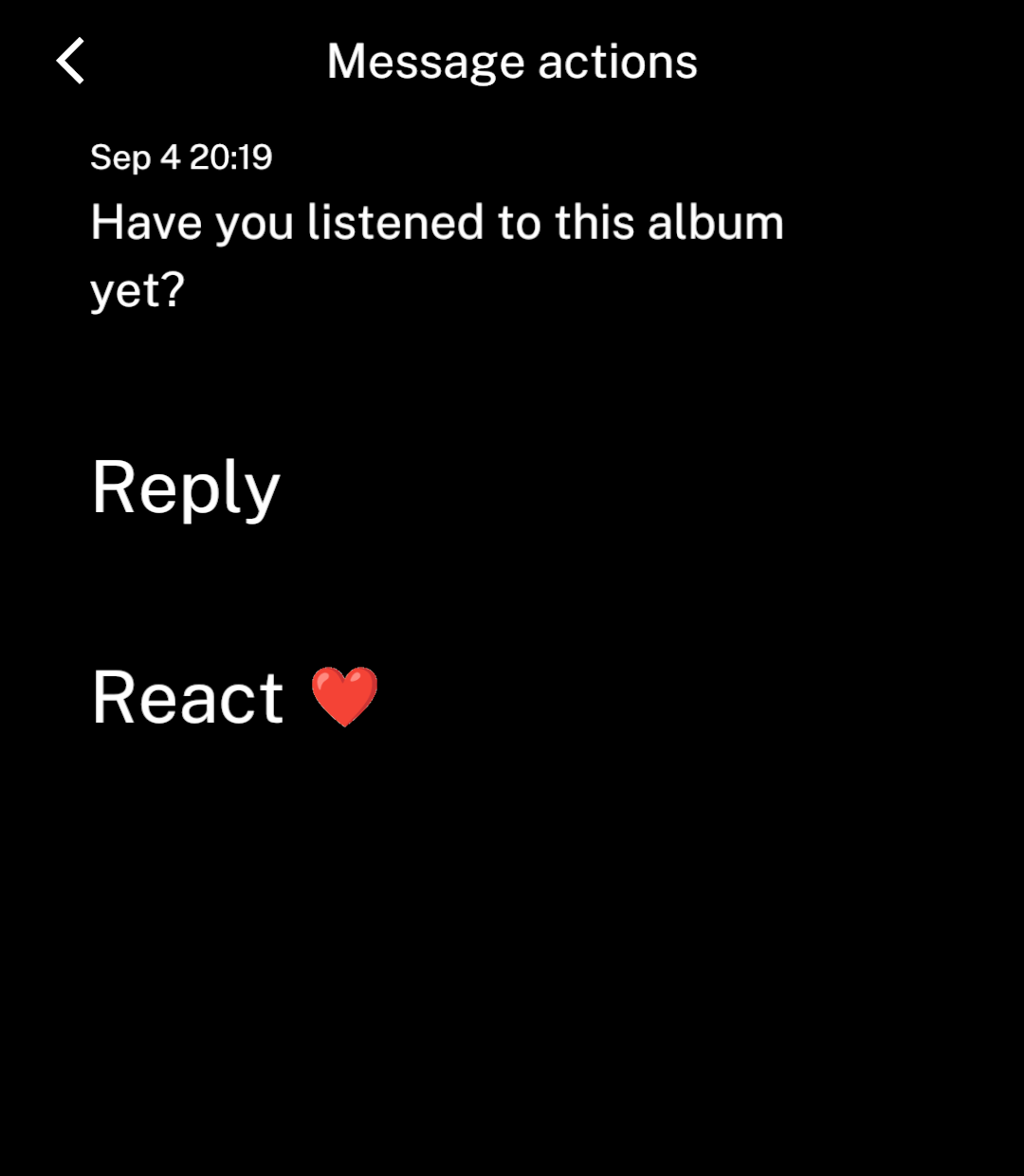 A message preview with Reply and a custom reaction action.