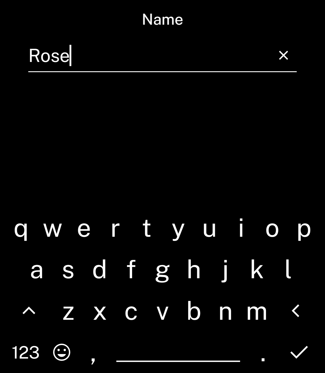 Keyboard with a tick as the Done key at the bottom right.