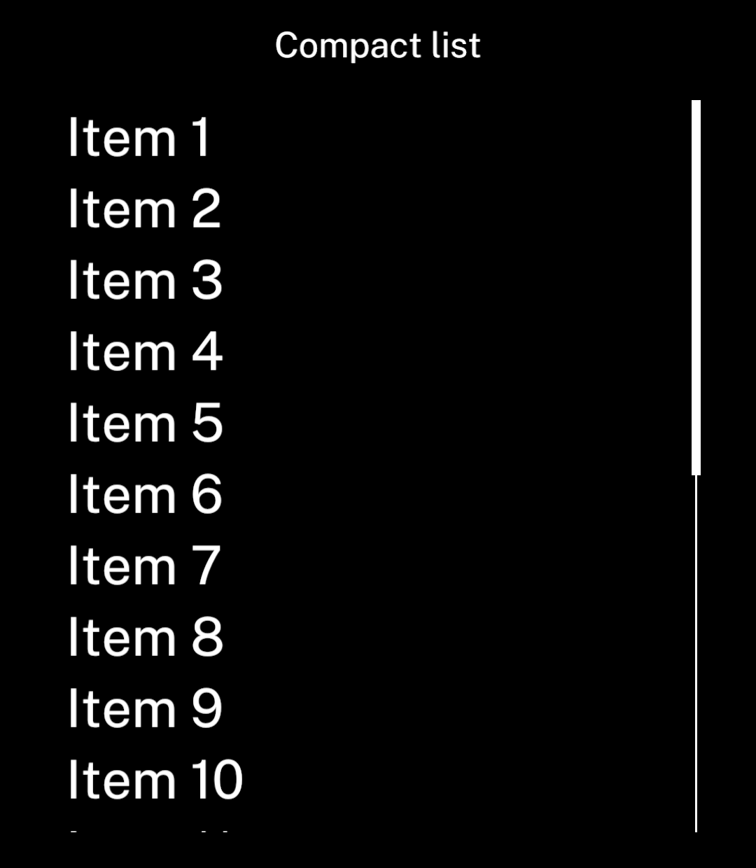 A list with no gaps between rows.