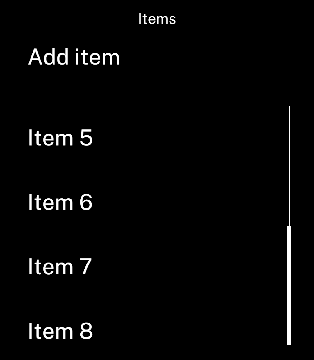 The latest added item visible at the bottom.