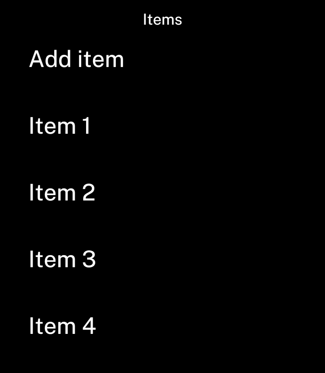 Four items below an anchored Add item button.