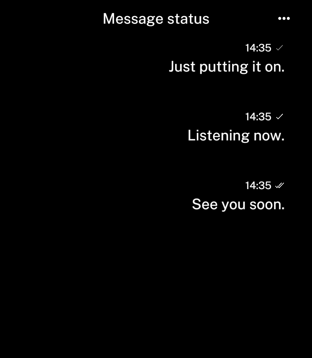 Messages showing sending, sent and delivered states.