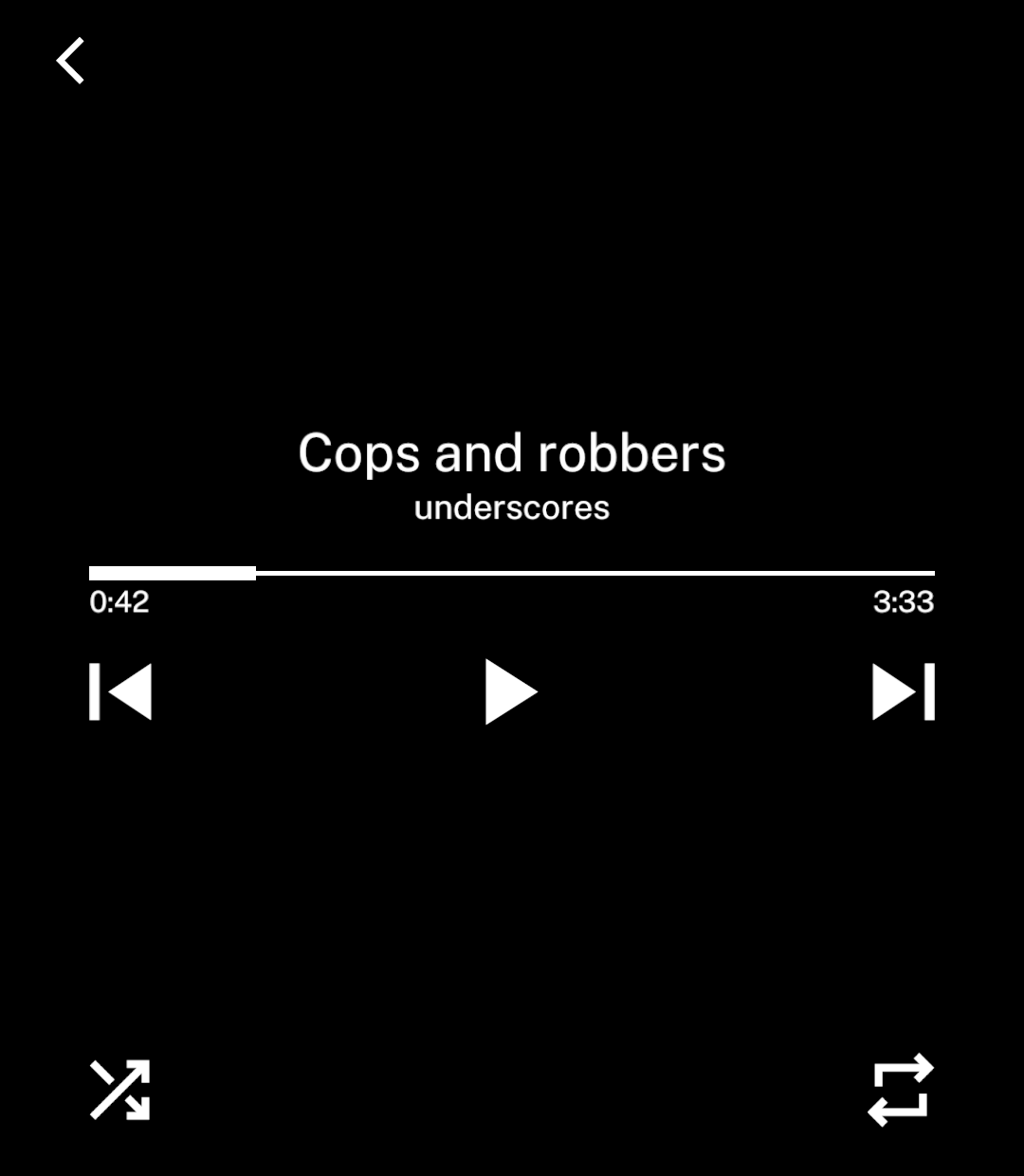 Playback controls centred without artwork.