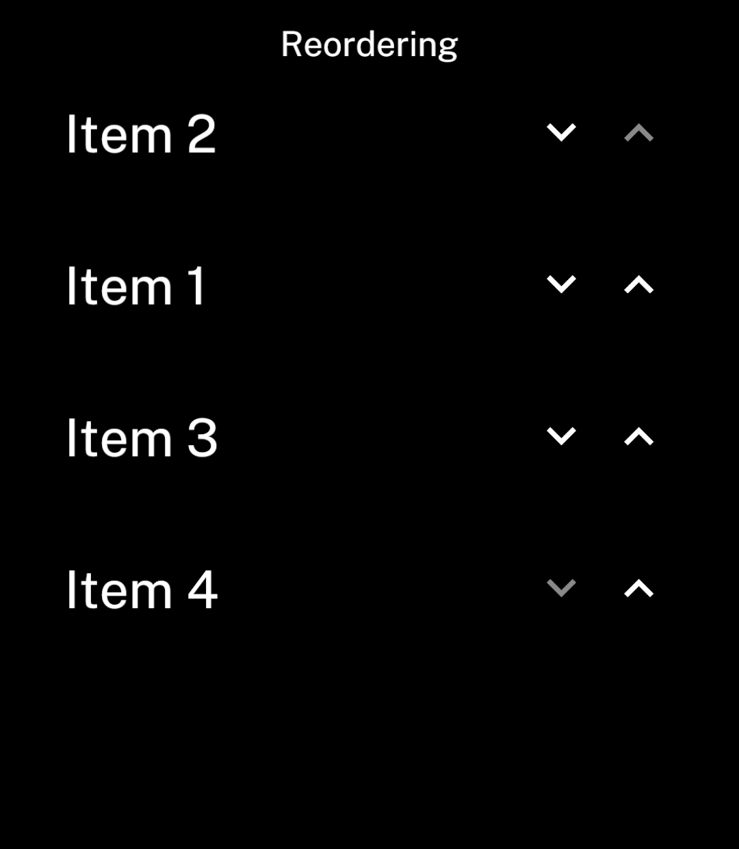 Item 1 has moved below Item 2. Item 3 and Item 4 keep their positions.