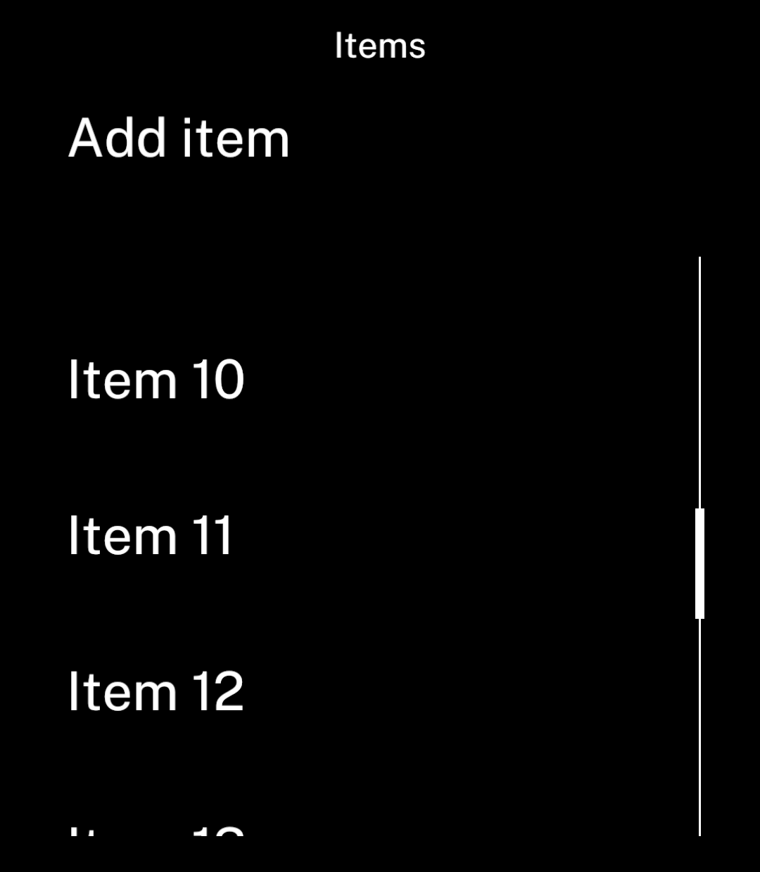 The Add item button remains visible after scrolling.