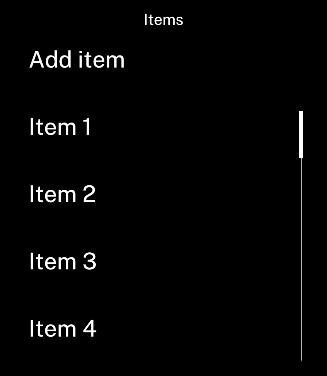 An Add item button above a list.