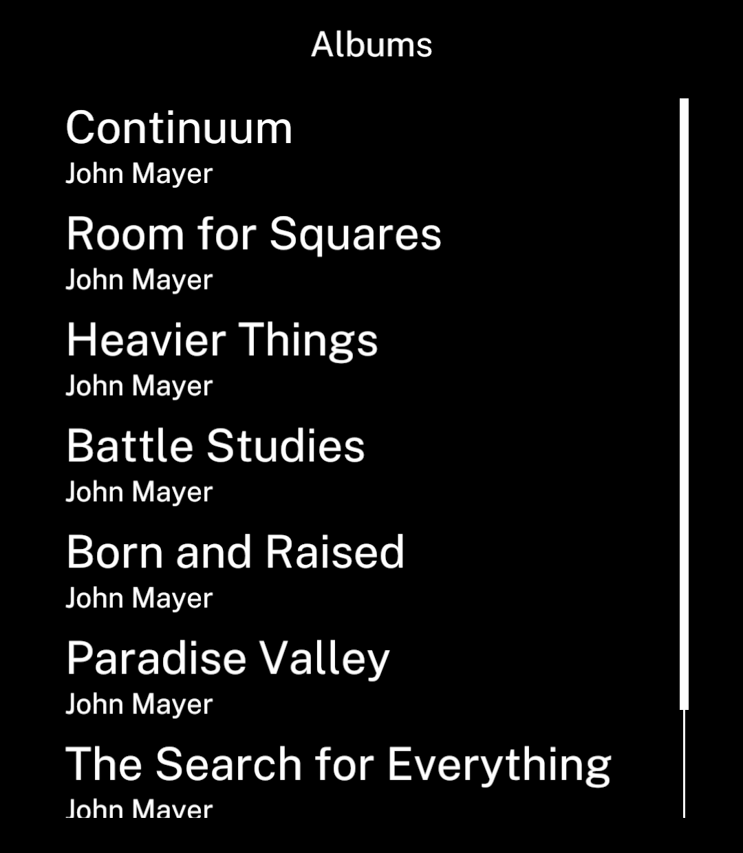 Album list with normal content margins.