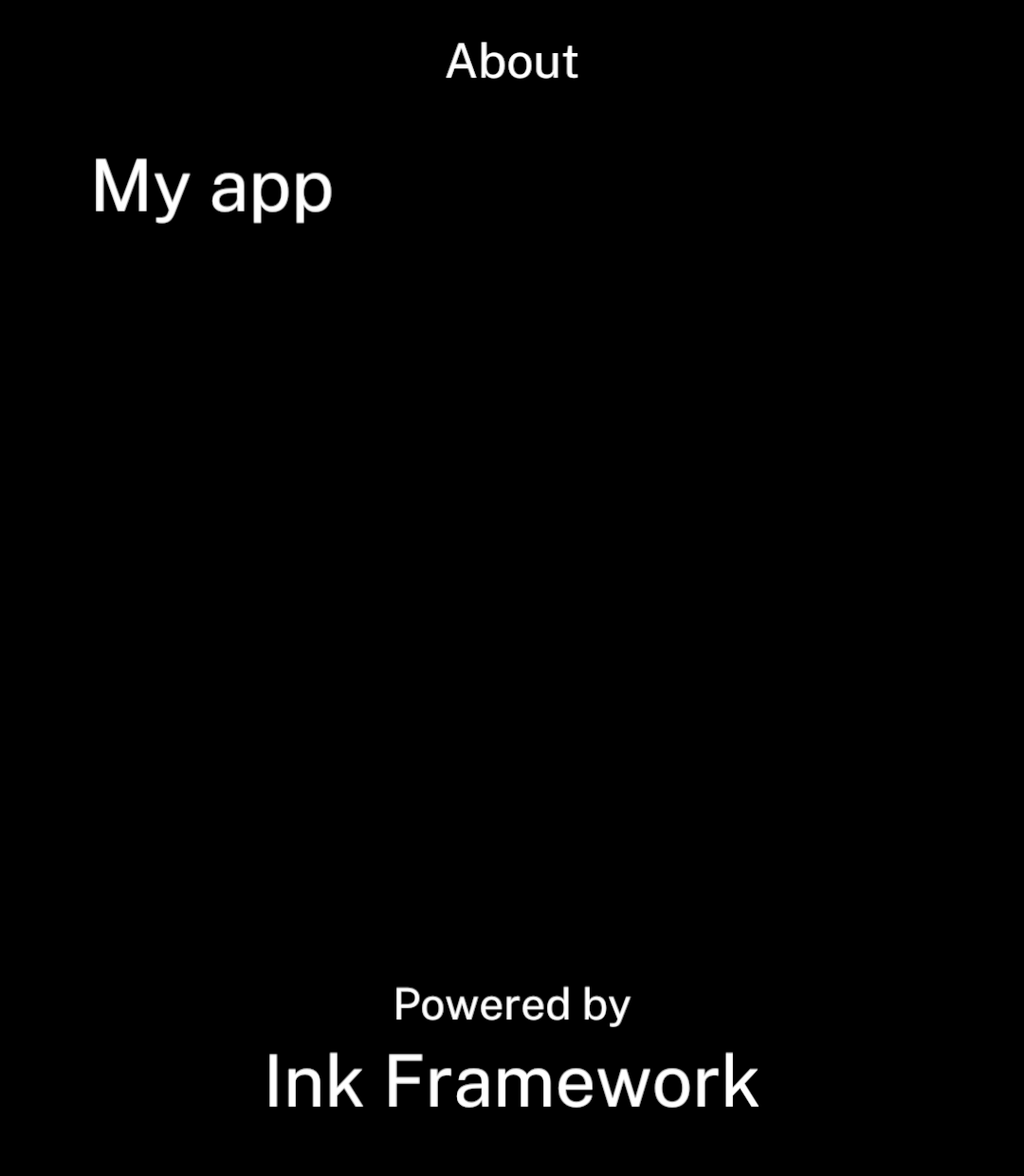 My app at the top, with Powered by above Ink Framework centred at the bottom.