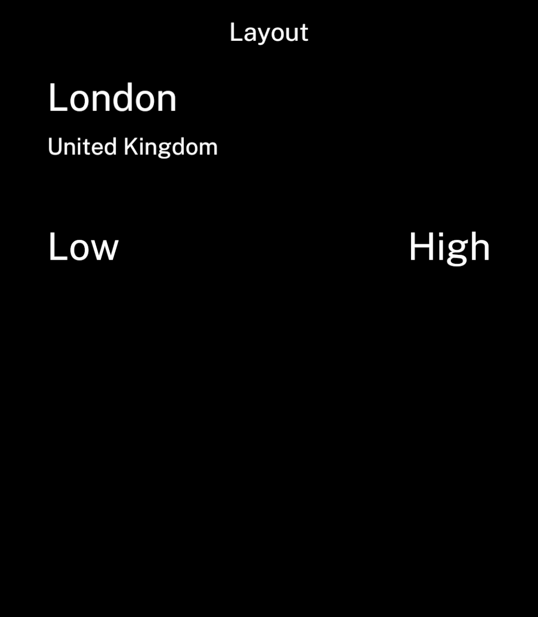 A location grouped vertically above two horizontally spaced labels.