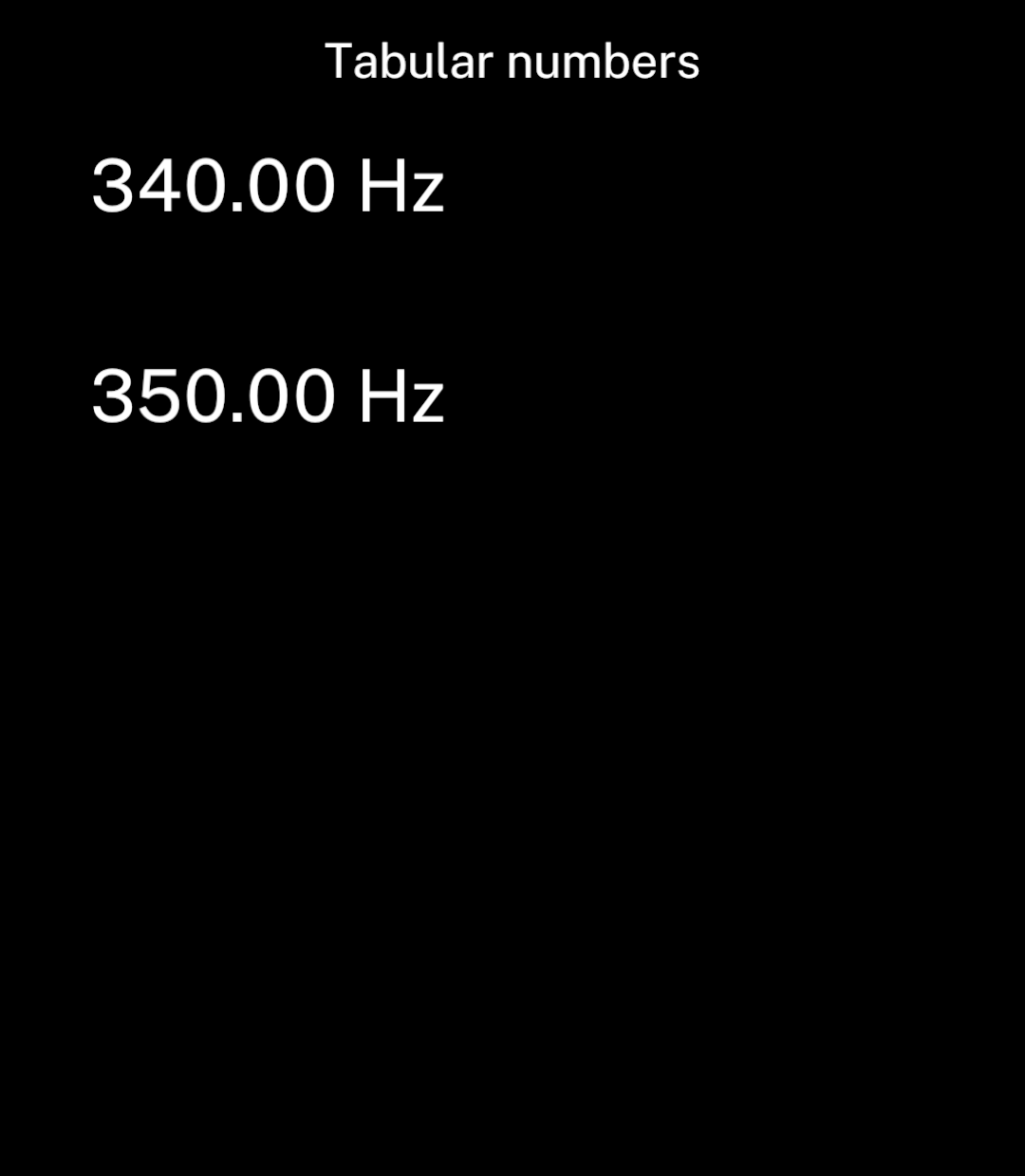340.00 Hz and 350.00 Hz with aligned digits.