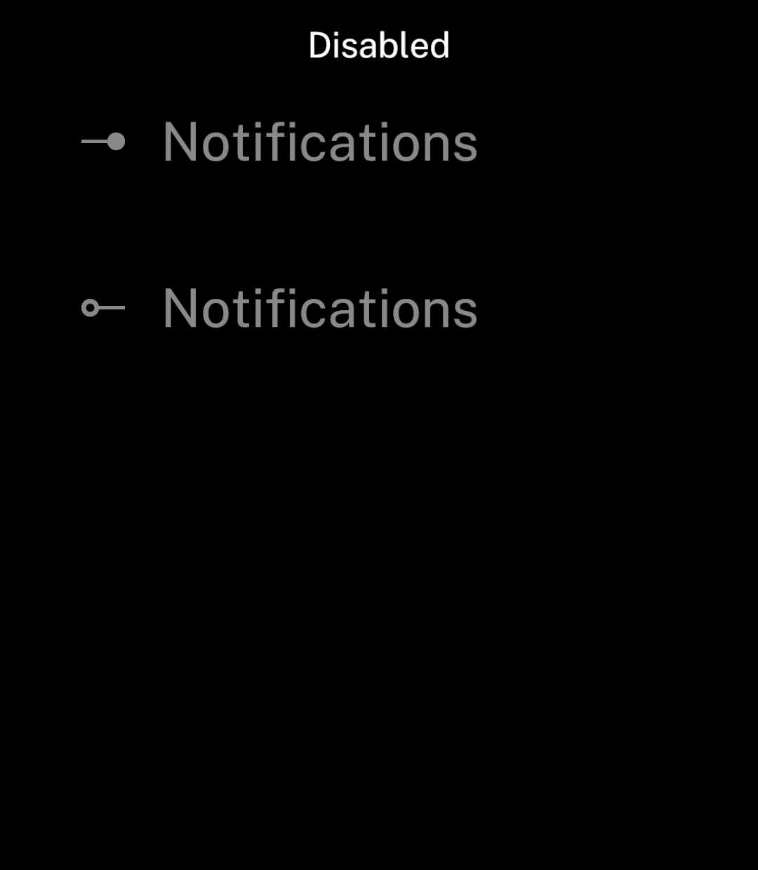 Unavailable toggles in their on and off states.
